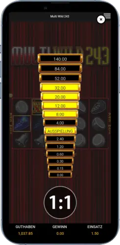 Risiko-Leiter mit möglicher Ausspielung im Merkur Slot