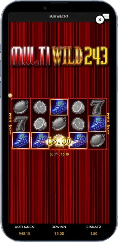 Früchte Kombination mit 15 Euro Gewinn im Merkur Spiel